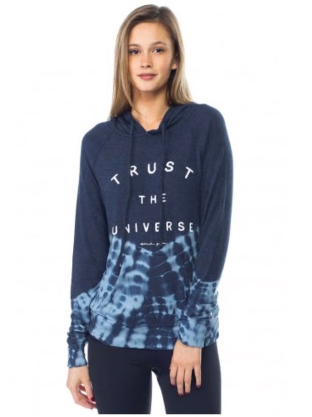 Spiritual Gangster Trust The Universe Navy Tie-Dye Hoodie-Medium